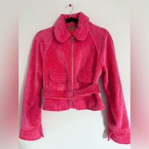 Christian Lacroix Bright Pink Belted Teddy Jacket